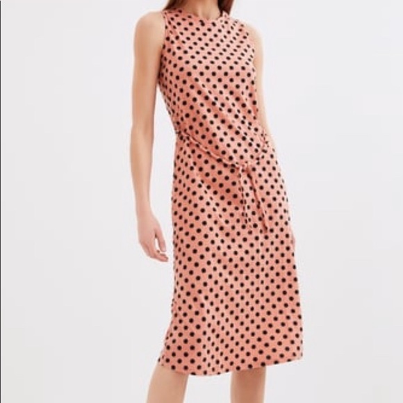 Zara Pink Polka Dot Midi Dress - Picture 1 of 3